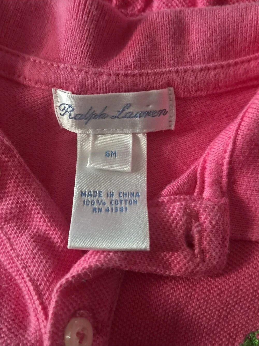 Ralph Lauren Baby Pink Polo Dress Size 6 Months